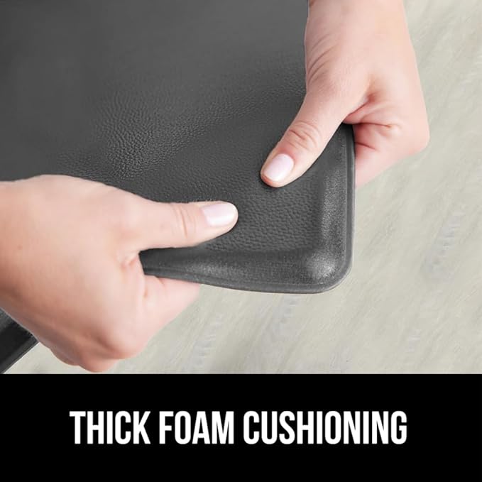 GORILLA GRIP 2 Pack Comfortable Cushioned Kitchen Mats for Floor, 17x29 + 17x59, Waterproof, Stain Resistant, 1/2 Inch Thick Soft Ergonomic Standing Desk Anti Fatigue Mat, Foam Supports Feet, Charcoal