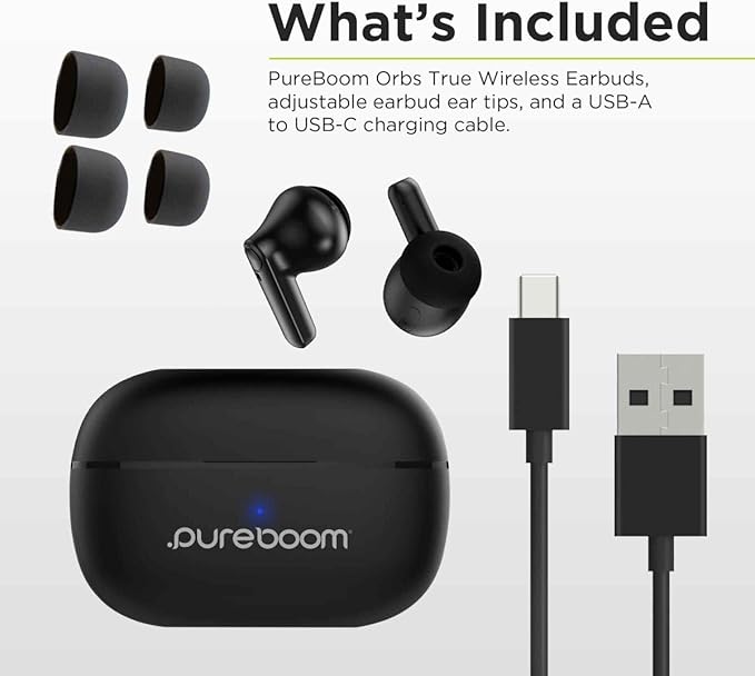 PureGear PureBoom Wireless Earbuds for Enhanced Sound, Touch Control Stereo Headphones in Ear Built-in Mic for iPhone/Android Phones/TV/Laptops, More Devices