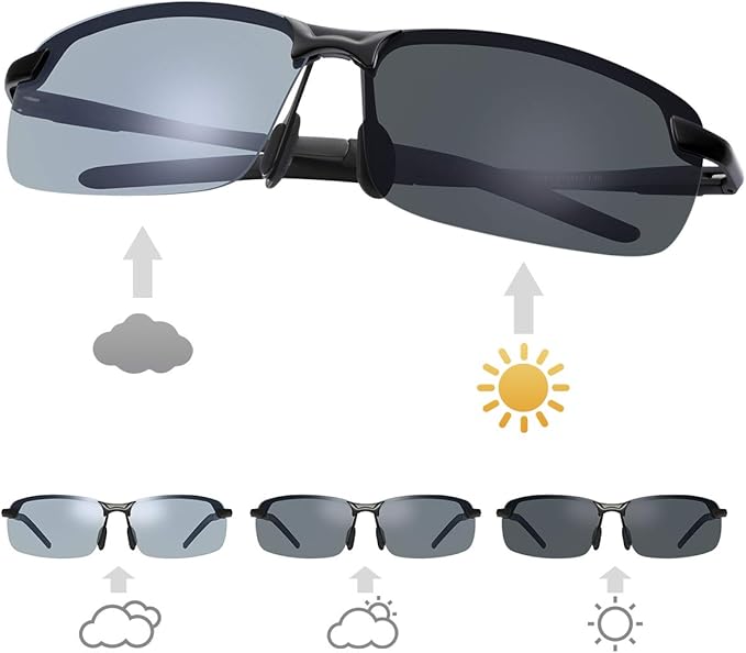 Blue Light Blocking Computer Glasses Photochromic Polarized UV Protection Safety Sunglasses for Men and Women Day and Night Spring Hinge Sports Driving Eyewear Anti Glare Eyestrain Eyeglasses