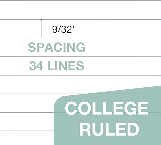 POPRUN White Legal Pads 8.5 x 11.75 College Ruled, 100GSM Writing Paper Pad, Bulk Lined Notepad Notebooks for Work School, Classroom Office Supplies, 6 Pack