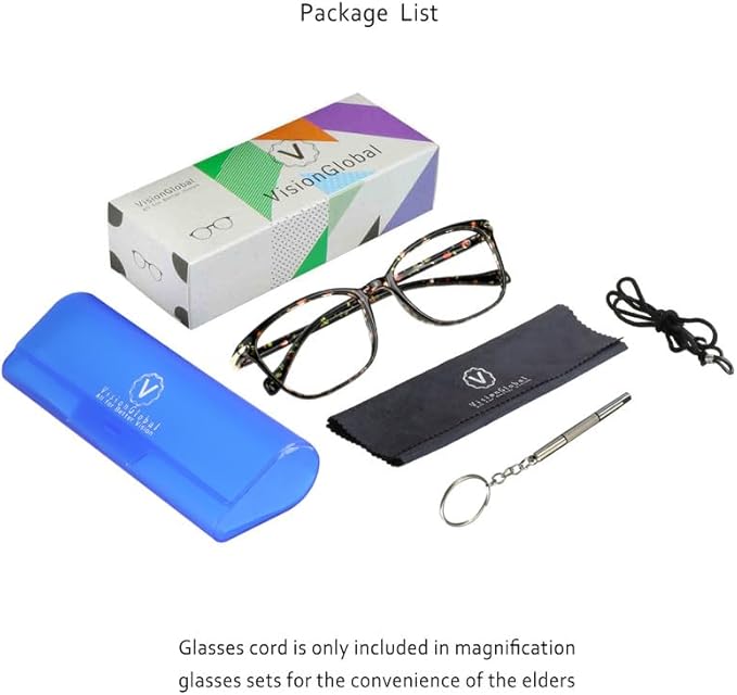 VisionGlobal Blue Light Blocking Glasses for Women, Anti Eyestrain, Computer Reading, TV Glasses, Stylish Square Frame, Anti Glare(Floral,+5.50 Magnification)