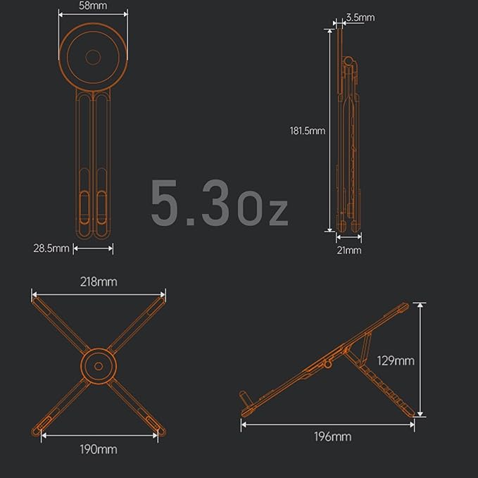 Portable Magnetic Phone Holder Laptop Stand for Desk, Aluminum Adjustable Phone Tripod Stand for iPhone 17 Air Pro Max, Laptop Riser Tablet Mount, Mini Airplane Travels Essentials