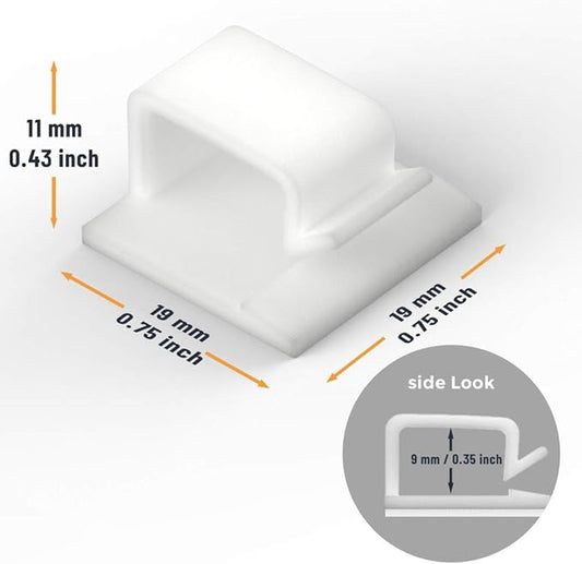 Cable Clips with Strong Self-Adhesive, XIAOXI R Shape Cable Management TV PC Wire Holder Sticky Tidy and Organizer Cord and Wires - 40 Pcs (White)