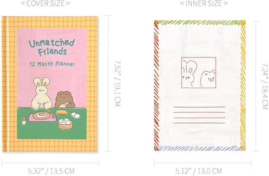 Monolike Hardcover Unmatched Friends Diary, 01. Yellow - Academic Planner Weekly & Monthly Planner