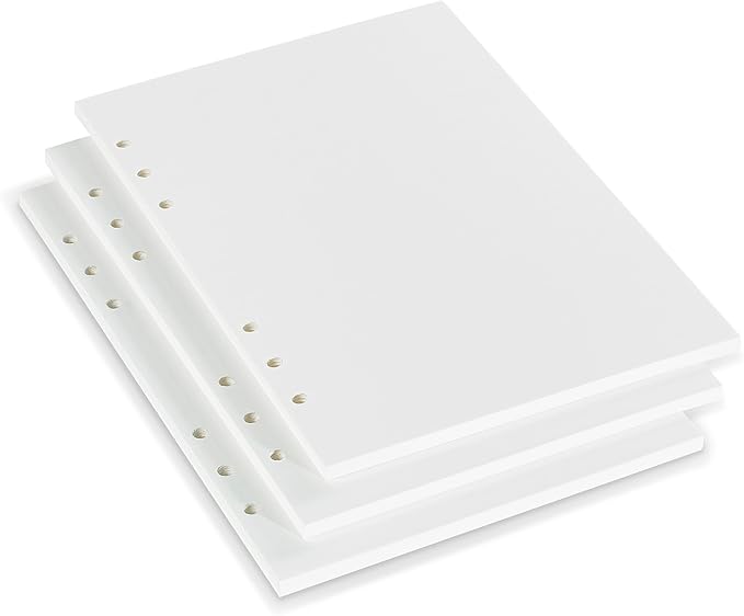 A5 Loose Leaf Refill Paper, 135 Sheets Plain White Planner Refills, 6-Ring Binder Compatible, 100GSM Insert Papers for Notebooks, School, Office, College Notes, Journaling & Printing