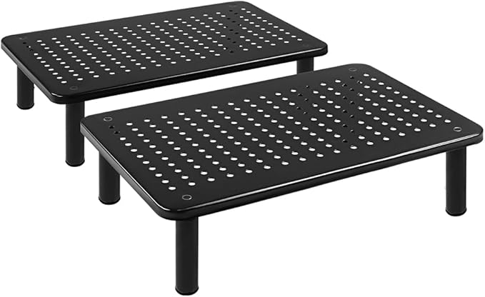 FURWOO 2 Pack Laptop Stand Desk Monitor Stand for Computer Printer Notebook 3 Height Adjustable Laptop Riser for Office Home School Black