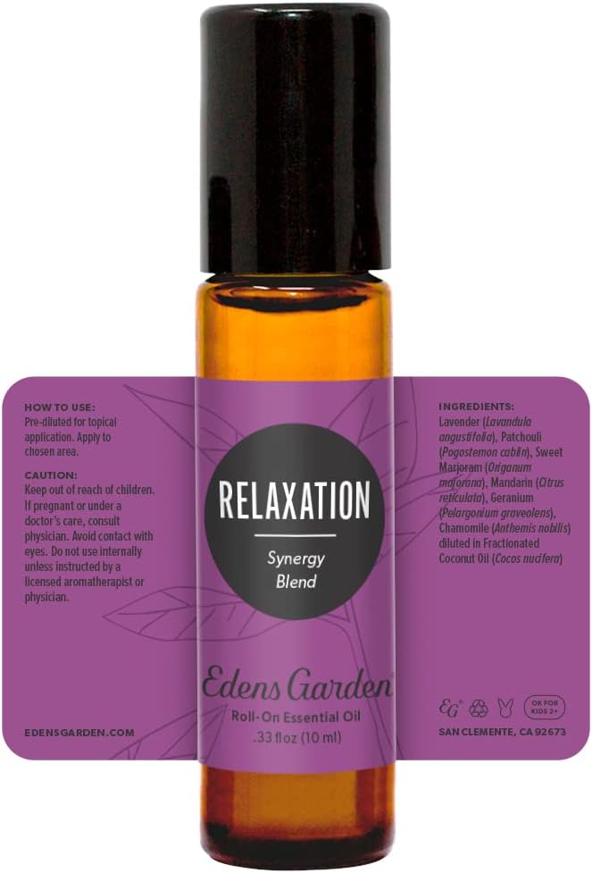 Edens Garden Relaxation Essential Oil Roll-On Blend- 100% Pure Premium Grade, Natural, Therapeutic, Aromatherapy, Kid & Skin Safe, The Best for Comfort, Relaxation Pre-Diluted 10 ml (.33 fl oz)