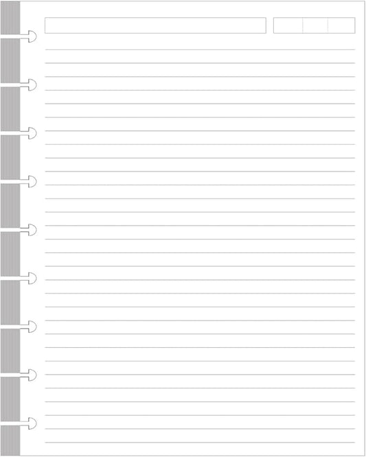 9-Disc Discbound Lined Refill Paper, Classic Size Pre-punched Happy Planners Inserts, 100Sheets/200Pages Loose-Leaf Paper, 100gsm White Paper, 7" x 9.25"