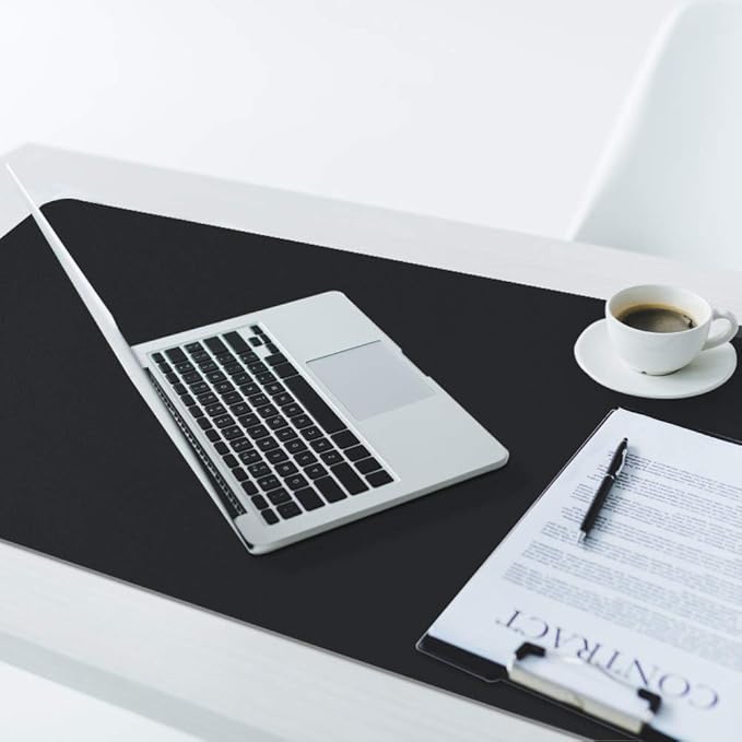 KINGFOM Desk Pad Office Desktop Protecter, PU Leather Desk Mat Blotters Organizer with Comfortable Writing Surface (35.4" x 16.9", Black)