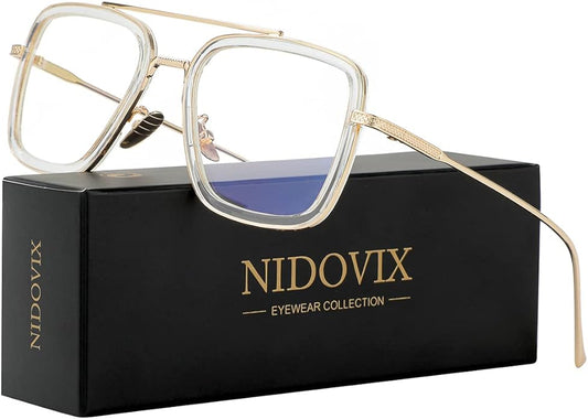 Tony Stark Style Blue Light Blocking Glasses for Men Women, Iron Man and Spider-Man Computer Gaming Glasses