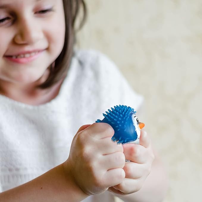 ArtCreativity Puffer Penguins, Set of 12, Fidget Toys for Kids with Soft Rubbery Spikes, Stress Relief Toys in Assorted Colors, Party Favors, Goodie Bag Fillers for Boys and Girls