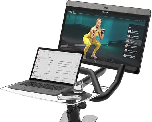SELINA for Peloton Bike Desk Tray Table for Laptop, Tablet, Phone & More | Premium Clear Acrylic Holder Compatible with Peloton Bike Plus Peloton Accessories (Bike+)