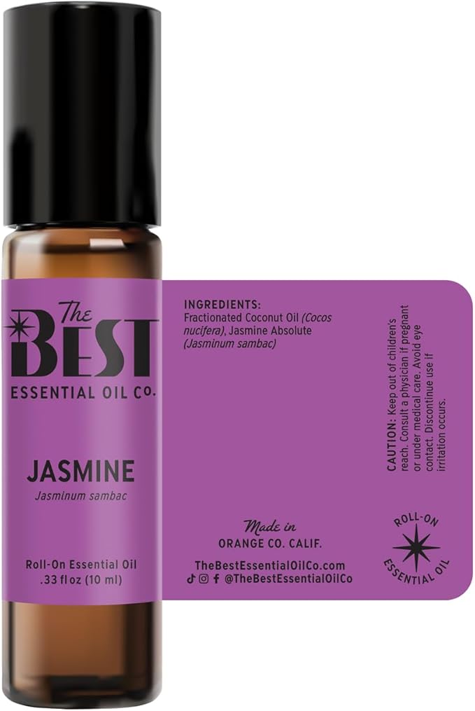 The Best Jasmine Essential Oil Roll-On- Premium Grade- Pre-Diluted in Coconut Oil- Ready to Use- 10 ml (.33 fl oz)