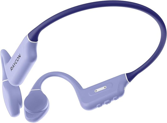 Raycon Bone Conduction Headphones, Open-Ear Bluetooth Sports Earbuds with Mic, IP68 Water Resistant Headset for Workout and Running, 13hr Playtime, Purple