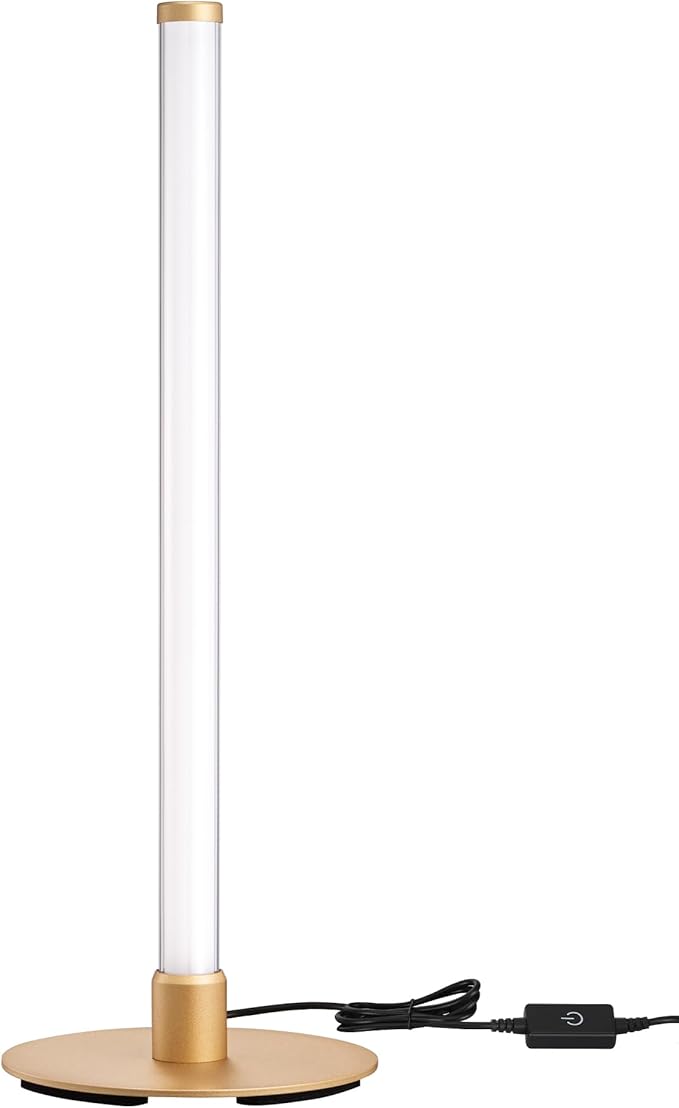 EDISHINE Modern Table Lamp, LED Slim Bedside Lamp with 360° Illumination, Stepless Dimming & 3 Color Temperature, Nightstand Lamp for Bedroom, Living Room, Gold