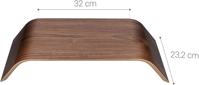 kalibri Wood Monitor Stand Riser - Computer Desk Holder Desktop Dock Wooden Mount Display for PC TV Screen Notebook Laptop - Walnut