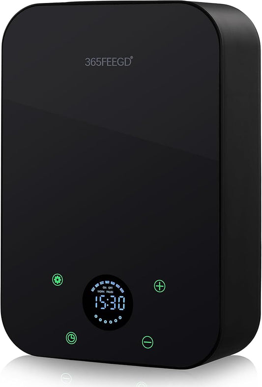 Waterless Essential Oil Diffuser, Portable Bluetooth Aromatherapy Device for Home, 24/7 Customizable Schedule, 1600 sq ft Coverage, 2×D Cell or Plug-in Powered (Dual Power-Black)