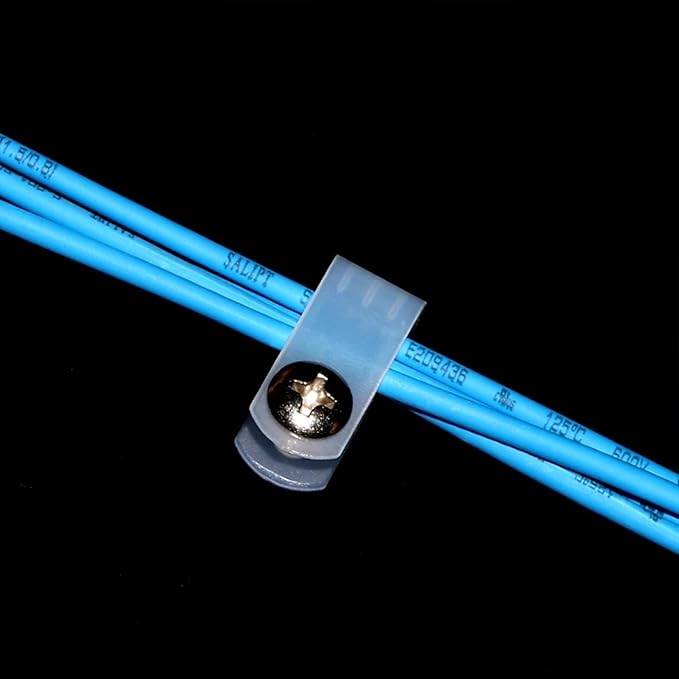 100 Pcs White Nylon R-Type Cable Clamps, 3/4 Inch Cable Organizer Assortment Kit for Wire Management