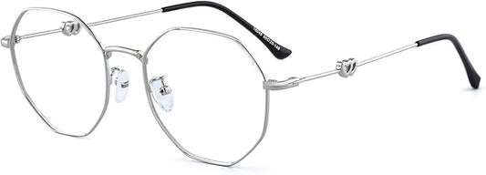 GUDVUE Blue Light Glasses, Computer/Gaming/TV/Phones Glasses for Women/men, Anti Glare/UV400/Eye Strain, Polygon Silver