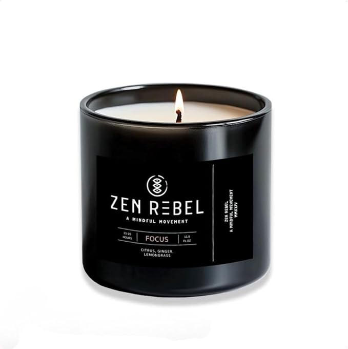 Aromatherapy Candle Focus - Daytime Citrus Blend with Ginger and Lemongrass - Natural Soy Candle for Productivity and Relaxation, Gift Candles for Men and Women