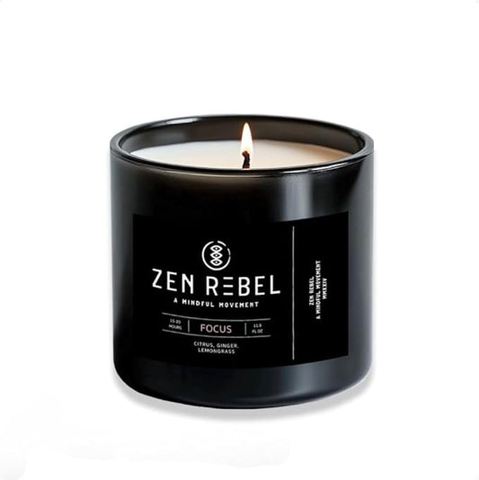 Aromatherapy Candle Focus - Daytime Citrus Blend with Ginger and Lemongrass - Natural Soy Candle for Productivity and Relaxation, Gift Candles for Men and Women