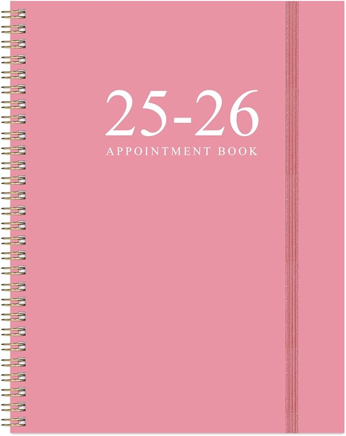 2025-2026 Appointment Book & Planner - 8.5" x 11" Daily Hourly Planner 2025 from July 2025 - June 2026, Weekly Appointment Book with 30-Minute Interval, Pink