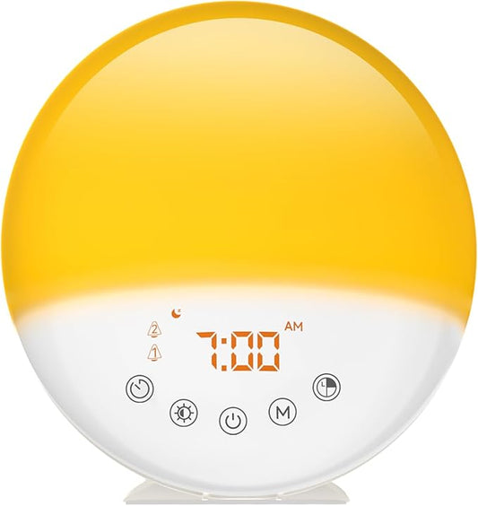 Wake Up Light Sunrise Alarm Clock, 10000 Lux UV-Free Sun Lamp with Dimmable Brightness, 4 Color Temperatures, Timer, Dual Alarms, Snooze, Sleep Aid, 10 Natural Sounds