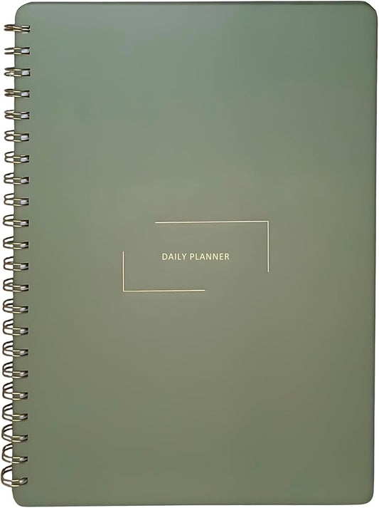 Undated Daily Planner | 8.25” x 11.75” To Do List Notebook | Work Productivity ADHD Organizer | Men and Women Planner | College Supplies | Evergreen | Portrait Layout