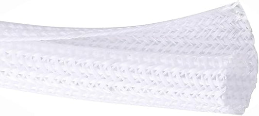 50ft 1 Inch White Cable Sleeve – Split Wire Loom Tubing Cord Protector – Flame Retardant Polyester Cable Management Wrap for Desk, TV, PC – Pet Chew Resistant & Easy to Cut
