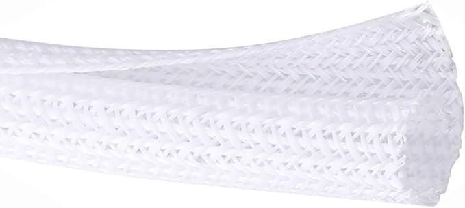 50ft 1 Inch White Cable Sleeve – Split Wire Loom Tubing Cord Protector – Flame Retardant Polyester Cable Management Wrap for Desk, TV, PC – Pet Chew Resistant & Easy to Cut