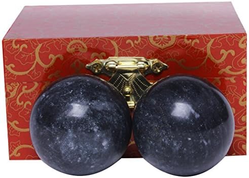 BRABUD 1.4'' Dark Grey Marble Baoding Health Stress Exercise Balls Chinese Exercise Stress Balls Craft Collection (box-packed)