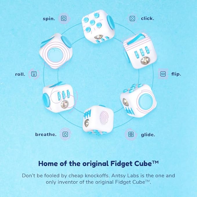 Antsy Labs The Original Fidget Cube, Stress Relief Desk Toy with 6 Sides, Gadget for Focus, Anxiety Relief, Sensory Processing Challenges, Fun Gift for Kids, Teens, and Adults, Pocket-Sized, Fresh