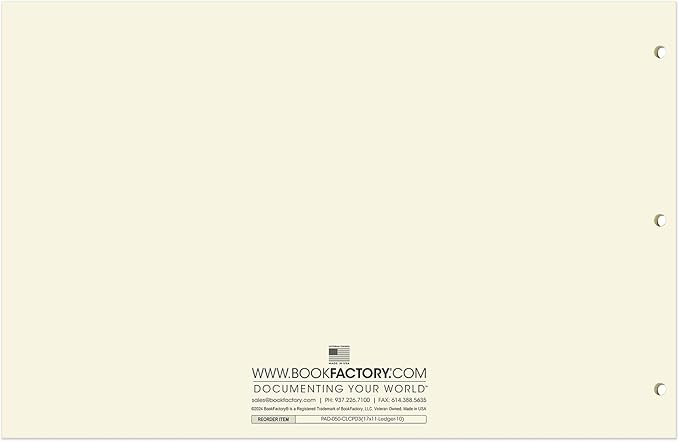 BookFactory Ledger Pad/Large 10 Column Accounting Ledger Columnar (Ten Columns) Pads - 17'' x 11'', 50 Pages, Notepad Landscape Format (PAD-050-CLCPD3(17x11-Ledger-10)-AX)