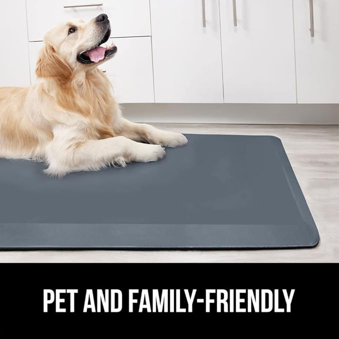 GORILLA GRIP Comfortable Cushioned Kitchen Mats for Floor, Waterproof and Stain Resistant Soft Top, 3/4 Inch Thick Ergonomic Standing Desk Anti Fatigue Mat, Foam Supports Ankles, Feet, 20x32, Charcoal
