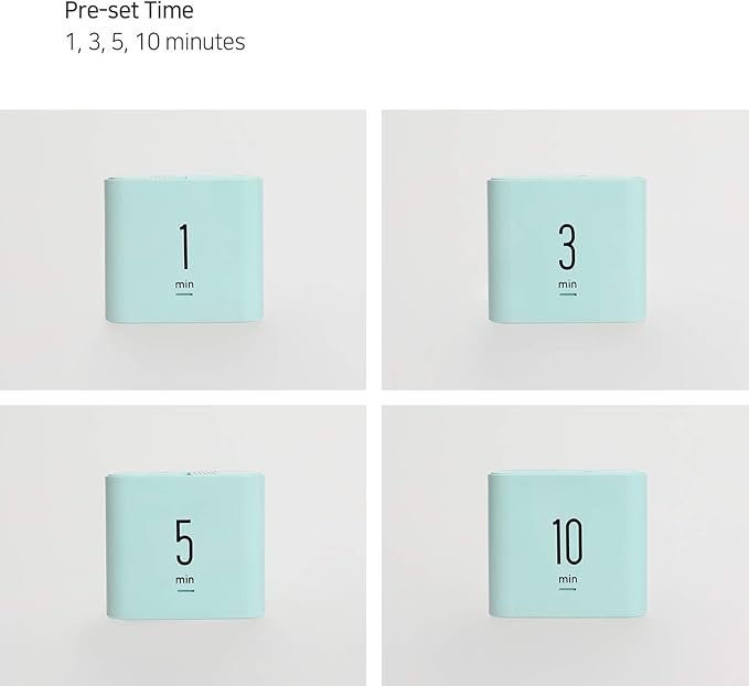 mooas Multi Cube Timer Clock (Mint) Rotating Flip Gravity Sensor Time Management Digital LED Clock & Timer 1, 3, 5, 10 min Setting ADHD Desk Office Productivity Kids Workout Kitchen