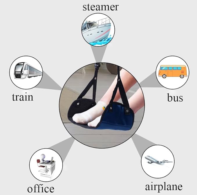 2 Pack Air Travel Foot Hammock, Footrest Hammock with Soft Sponge,Portable Air Travel Necessities, Foot Rest for Traveling,Camping,Hiking