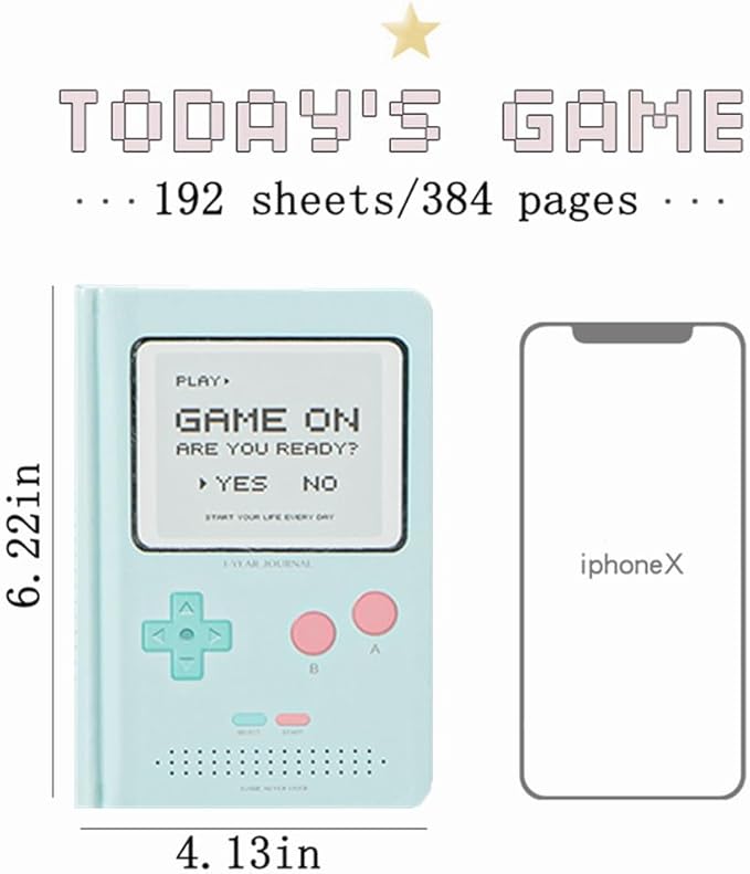 Undated Daily Planner 365 Days Notebook Game Design Pocket Organizer Appointment Book Journal Notebook A6 mini Cute Diary (Blue+Green)