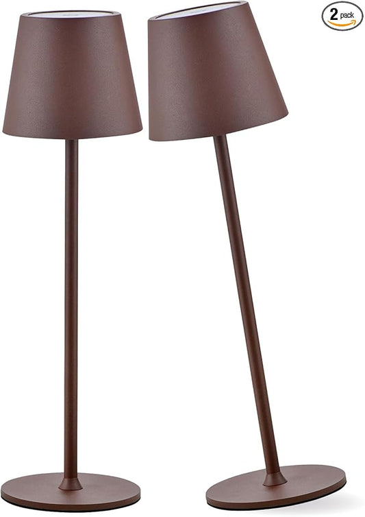 2 Pack Cordless Table Lamp, 5000mAh Portable Rechargeable LED Desk Lamp, 3 Color Modes Stepless Dimming Table Light with Memory Function, for Dinner, Patio, Home, Restaurant.