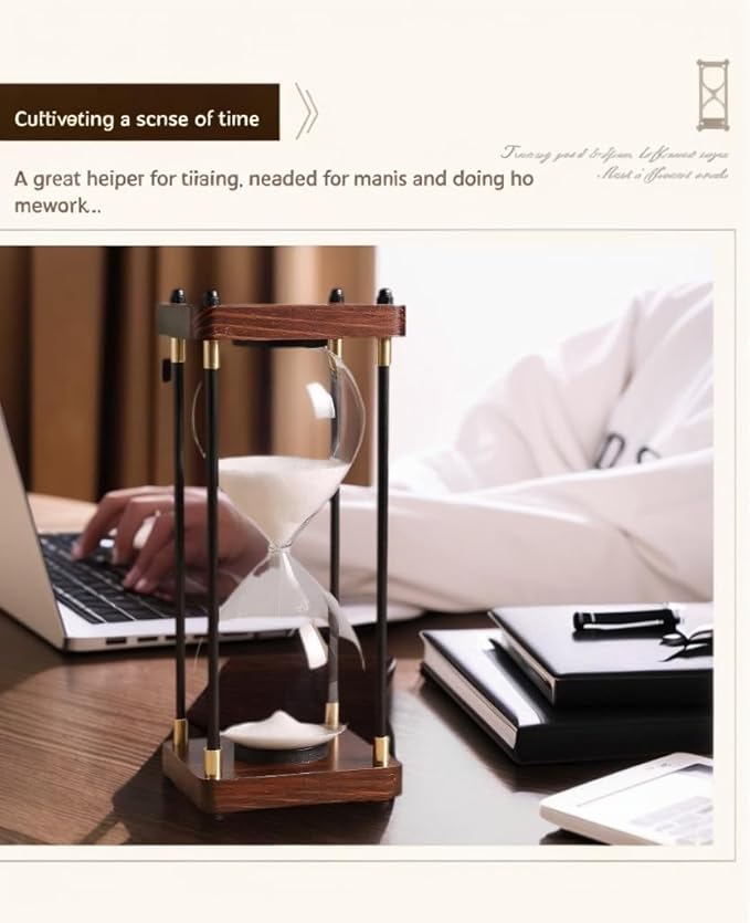 Hourglass Timer 60 Minutes Sand Timer for Gift 1 Hour Glass Sand Clock for Home/Desk/Office Decor and Classroom Timer (White, 60 Minutes)