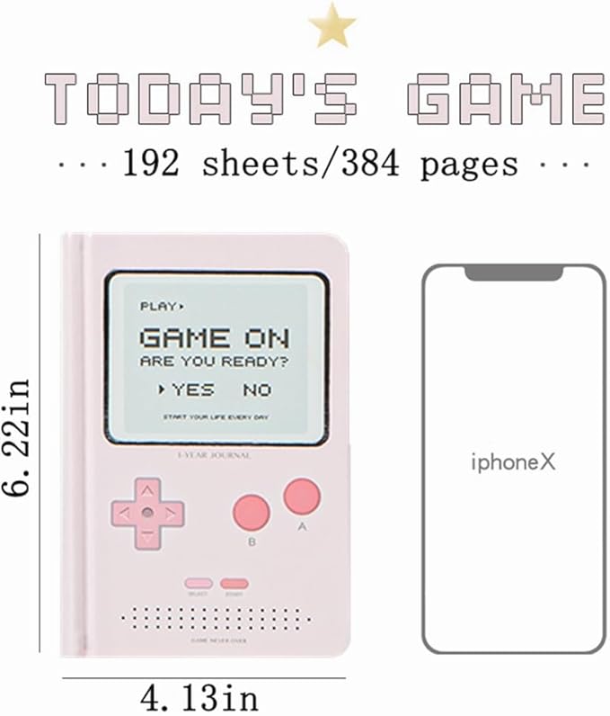 Undated Daily Planner 365 Days Notebook Game Design Pocket Organizer Appointment Book Journal Notebook A6 mini Cute Diary (Pink)
