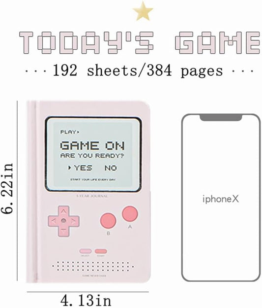 Undated Daily Planner 365 Days Notebook Game Design Pocket Organizer Appointment Book Journal Notebook A6 mini Cute Diary (Purple+Pink)