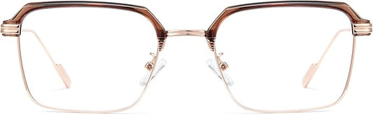 Cyxus Semi Rim Blue Light Glasses for Men Women TR90 Metal Frame UV Blocking Computer Glasses Clear Lens Square Eyewear
