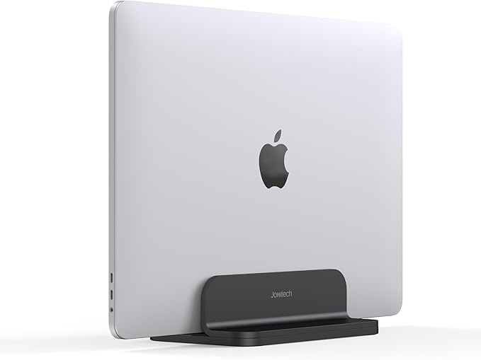 Aluminum Laptop Vertical Stand Organizer, Sturdy Laptop Computer Holder Desktop Stand Compatible with New Retina Apple MacBook Pro/Air, Mac mini and iPad Pro - Black