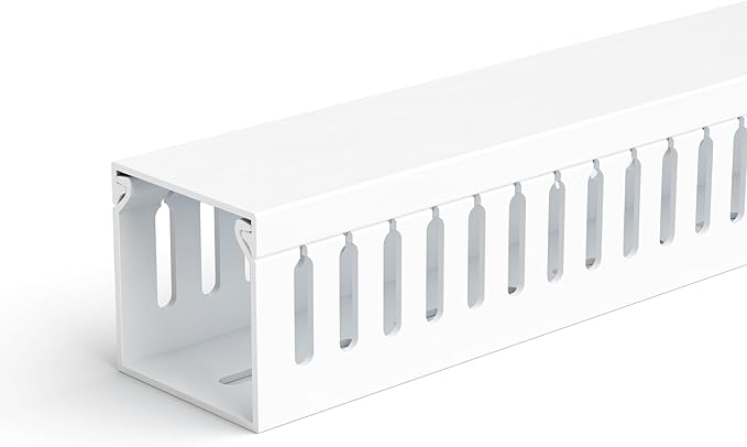 ZhiYo 99in (6X L16.5in) Professional Server Rack Cable Management Raceway, H2 x W2in Cable Raceway Kit, Electrically Safe PVC Open Slot Wire Raceway for Under Desk/Computer/Network Cords, White