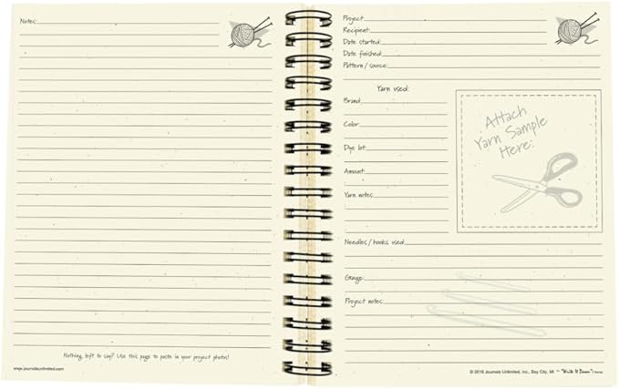 Write it Down series by Journals Unlimited, Guided Journal, Yarn It!, Knitting & Crochet Journal, Full-size 7.5"x 9", Purple Hard Cover, Made in USA