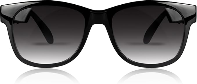 Bone Conduction Glasses with Open-Ear Headphones, Smart Glasses Dual Bluetooth Pairing, Blue Light Glasses, IP6 Waterproof, Hand-Free Calls and Music, Gifts for Dad, Dark Gray