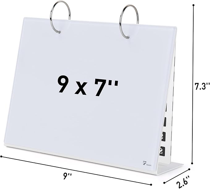 Desktop Glass Dry Erase & Acrylic Aesthetic Desk Calendar Weekly to-do List Combo, Small Magnetic Standing Whiteboard, Desk Flip Easel Calendar with Accessories for Home Office Supply, White, 9 x 7''