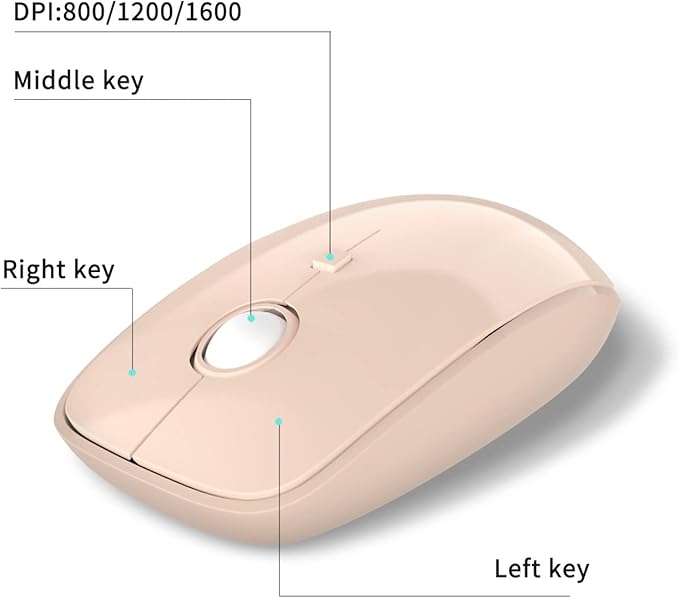 Wireless Keyboard Mouse Combo, 2.4GHz Typewriter Keyboard Wireless with 104 Cute Colorful Retro Round Keys, Letton Full Size Wireless Keyboard Mouse with 3 DPI for Computer PC Laptop-Brown