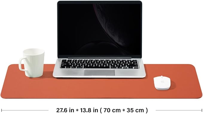 Cork Desk Mat - Dual-Sided Desk Pad for Office and Home - Desk Organization and Accessories - Ideal for Large Mouse Pad and Desk Mats on Top of Desks(Orange,27.6"x 13.8")