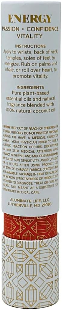 Essential Oil Rollerballs, .34 OZ, Energy - Red Carnelian Crystal Infused - Scents of Lemon, Grapefruit, & Bergamot - Aromatherapy Roll On Oils, Skin Care, Massage